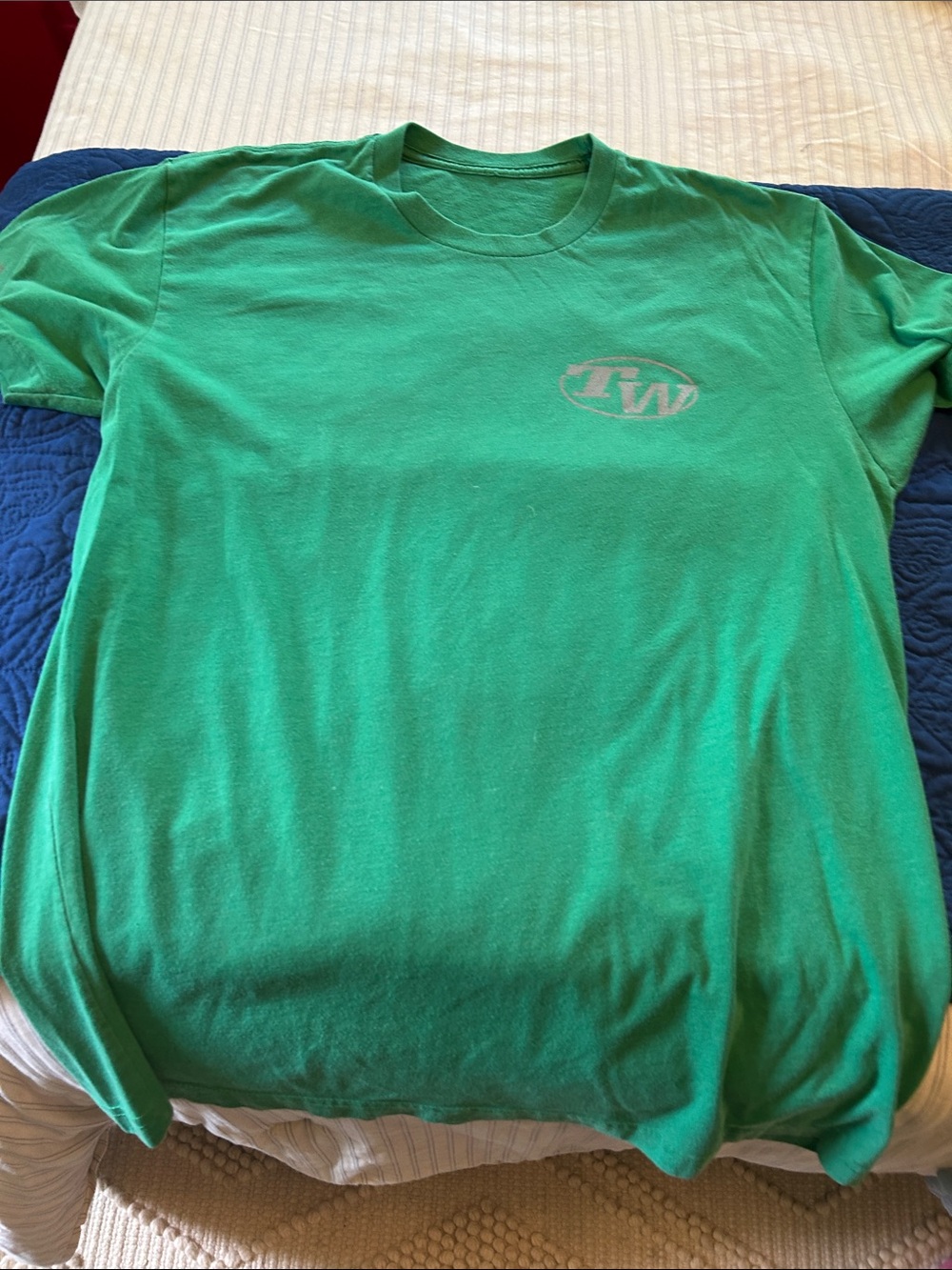 Green Crewneck T-Shirt with Chest Logo